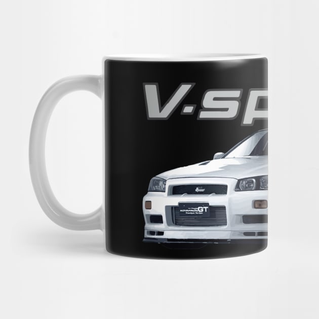 r34 GTR WHITE V SPEC II N1 bnr Godzilla by cowtown_cowboy